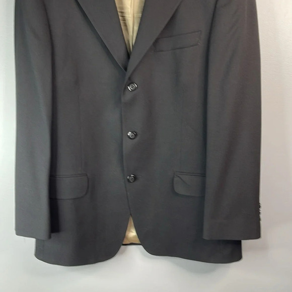 VINTAGE Wm. H. Leishman Mens Black Pure Wool 3 Button Single Breasted Jacket 42R - Picture 4 of 12